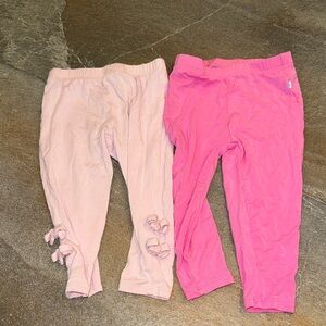 Posh Peanut Set of bamboo leggings- Pink and Light Pink baby Leggings -6-12 m